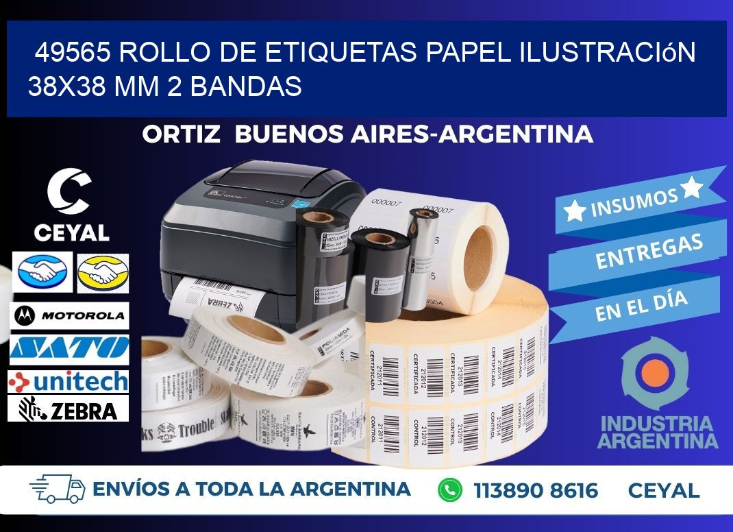 49565 Rollo de Etiquetas Papel Ilustración 38x38 Mm 2 Bandas