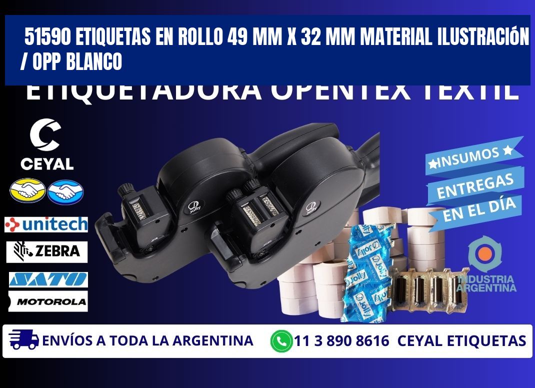 51590 Etiquetas en rollo 49 mm x 32 mm material Ilustración / OPP Blanco