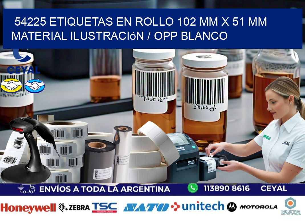 54225 Etiquetas en rollo 102 mm x 51 mm material Ilustración / OPP Blanco