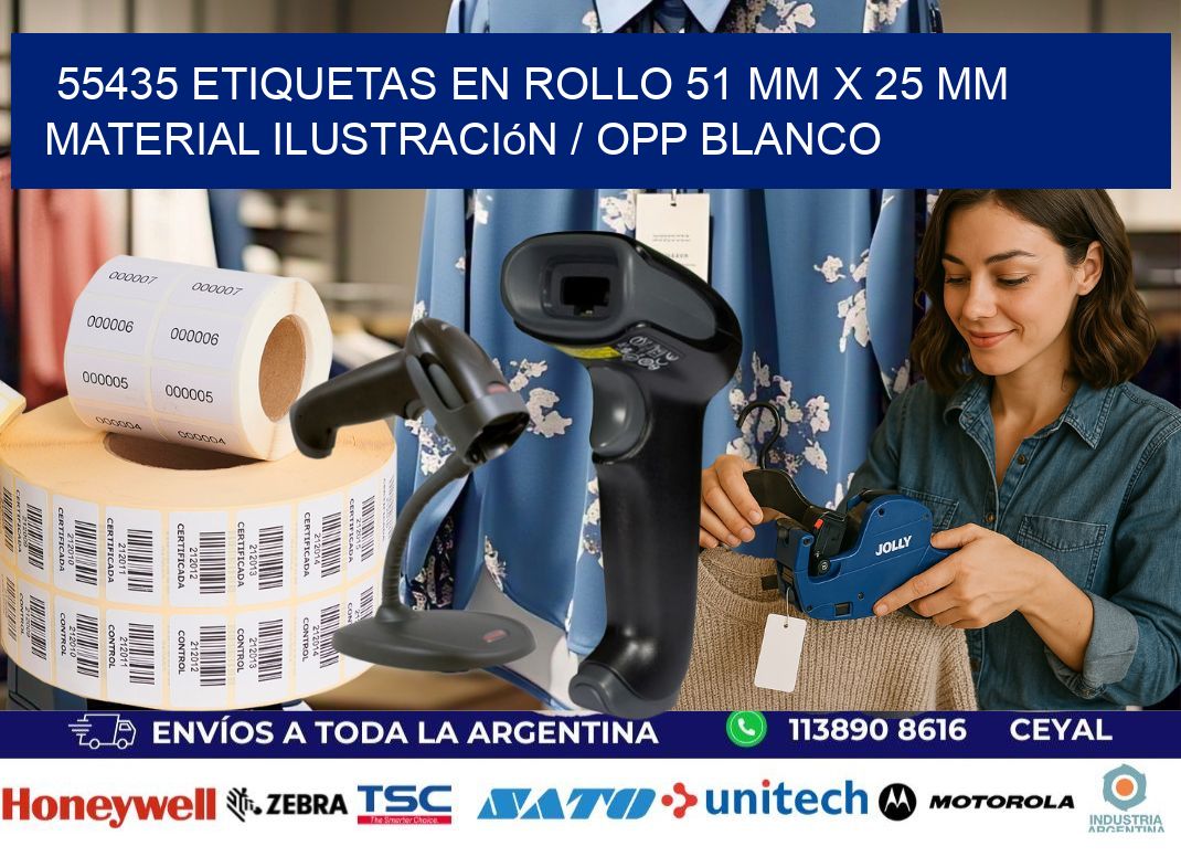 55435 Etiquetas en rollo 51 mm x 25 mm material Ilustración / OPP Blanco