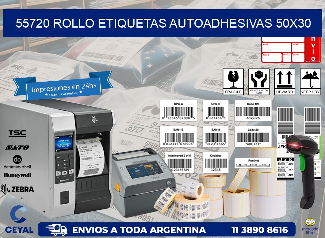 55720 Rollo Etiquetas autoadhesivas 50x30