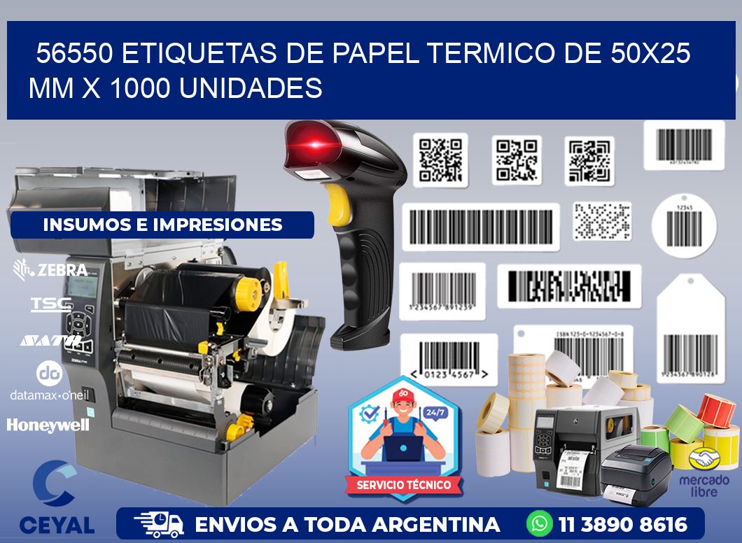 56550 Etiquetas De Papel Termico De 50x25 Mm X 1000 Unidades