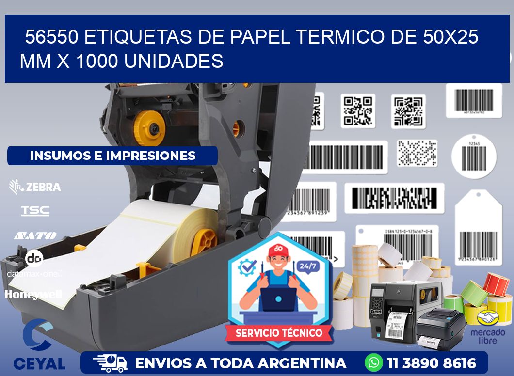 56550 Etiquetas De Papel Termico De 50x25 Mm X 1000 Unidades