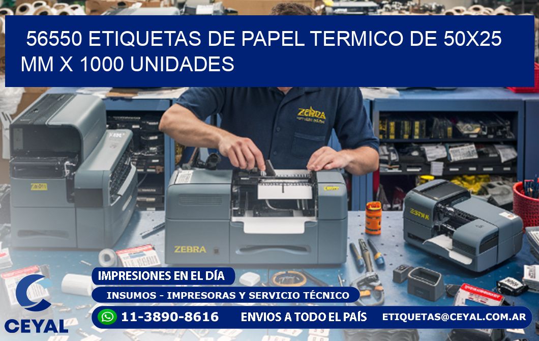 56550 Etiquetas De Papel Termico De 50x25 Mm X 1000 Unidades