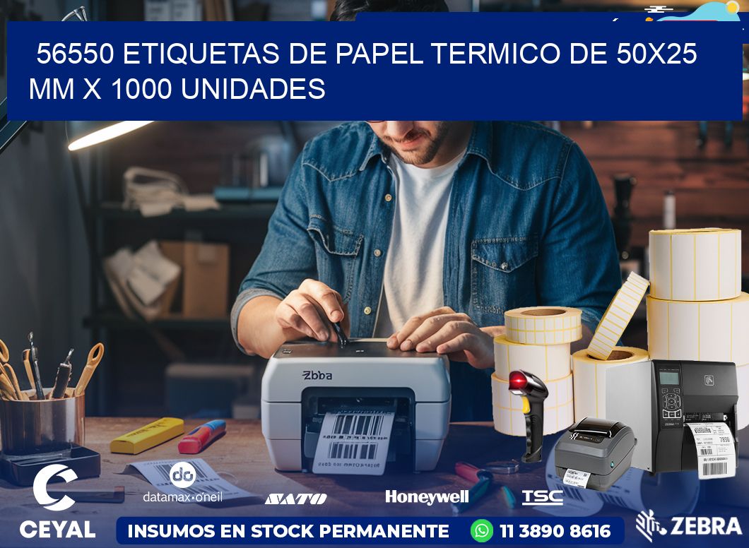 56550 Etiquetas De Papel Termico De 50×25 Mm X 1000 Unidades