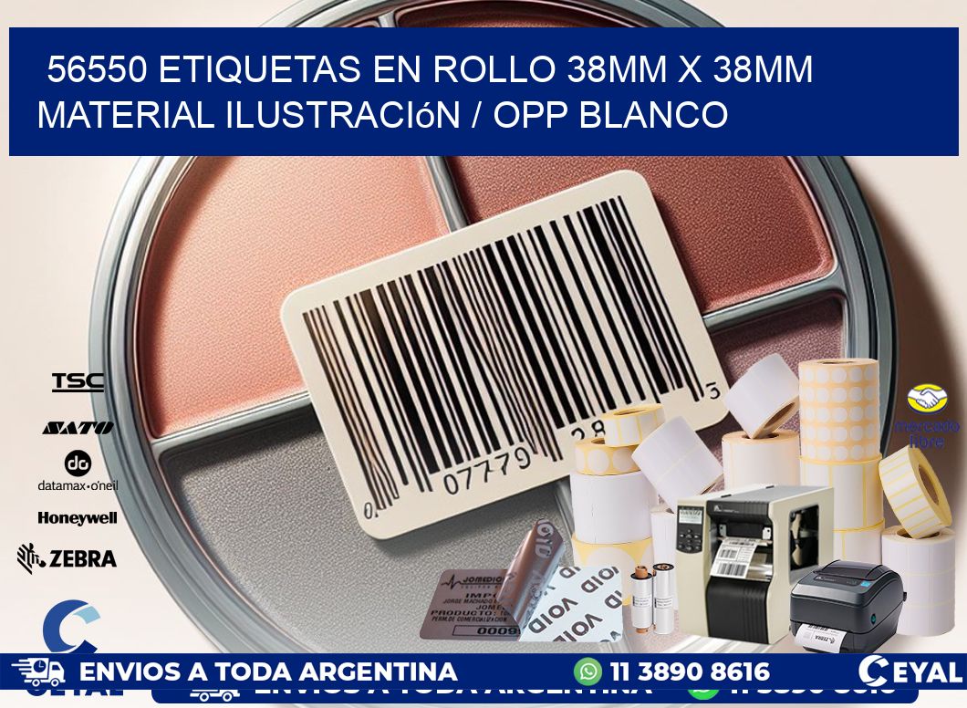 56550 Etiquetas en rollo 38mm x 38mm material Ilustración / OPP Blanco