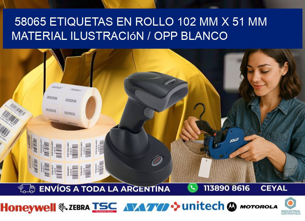 58065 Etiquetas en rollo 102 mm x 51 mm material Ilustración / OPP Blanco