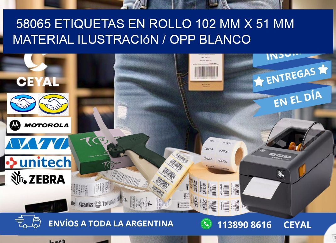 58065 Etiquetas en rollo 102 mm x 51 mm material Ilustración / OPP Blanco