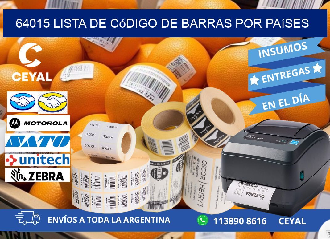 64015 Lista de código de barras por países