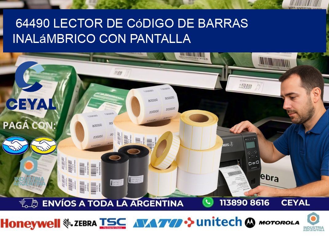 64490 Lector de código de barras inalámbrico con Pantalla
