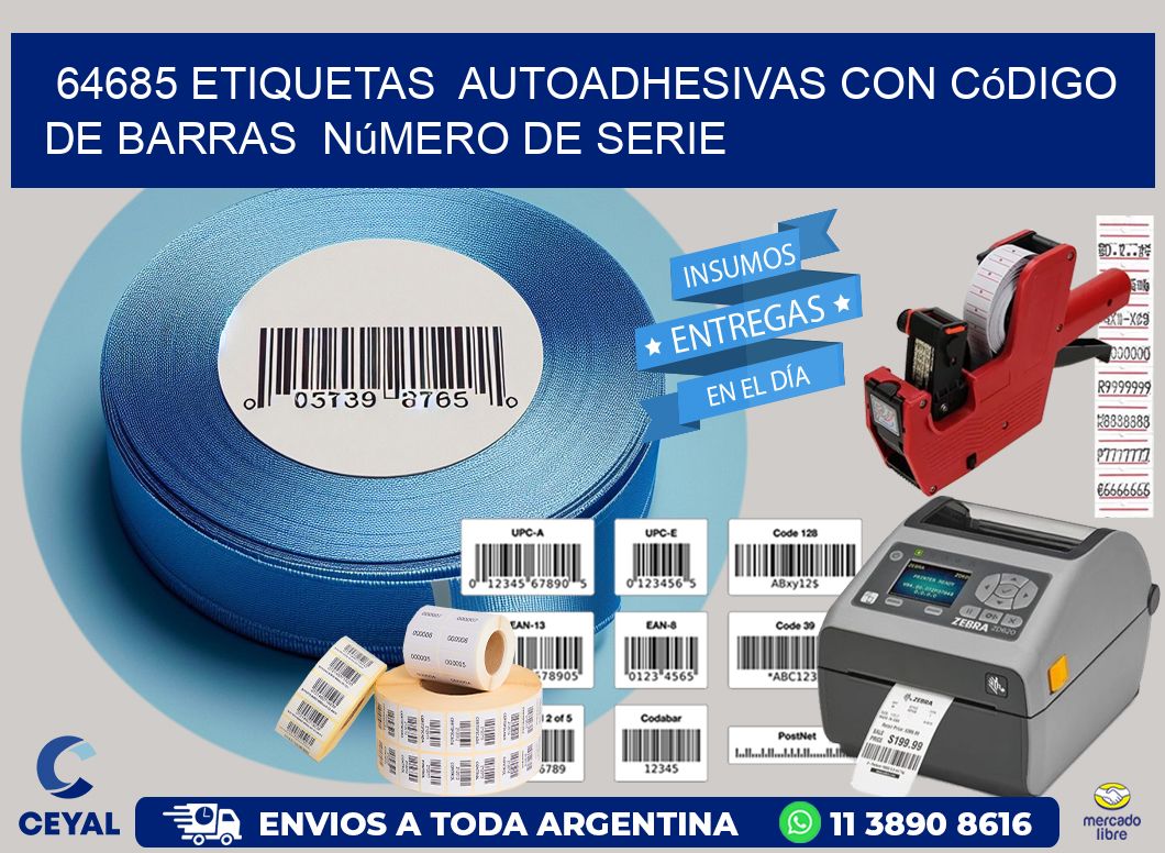 64685 etiquetas  autoadhesivas con código de barras  número de serie