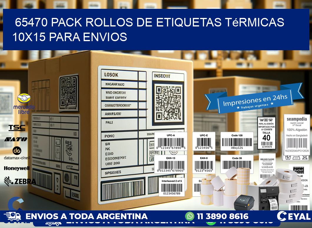 65470 pack rollos de etiquetas térmicas 10x15 para Envios