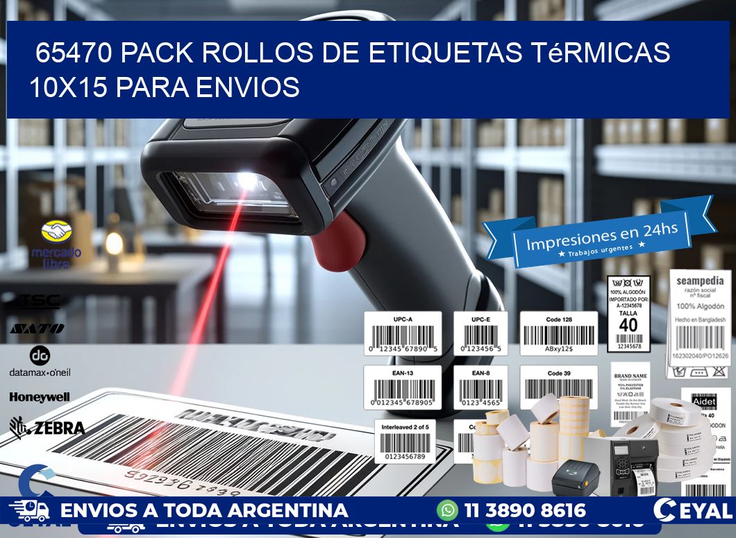 65470 pack rollos de etiquetas térmicas 10×15 para Envios