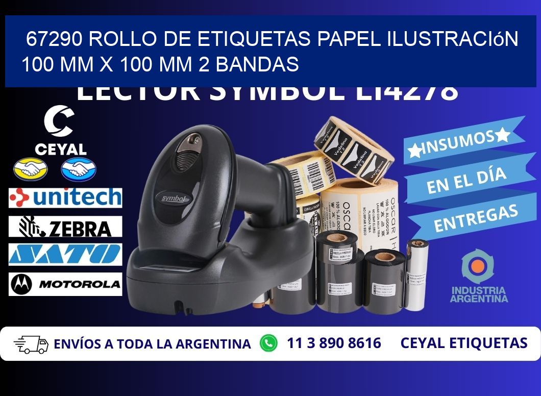 67290 Rollo de Etiquetas Papel Ilustración 100 mm x 100 mm 2 Bandas