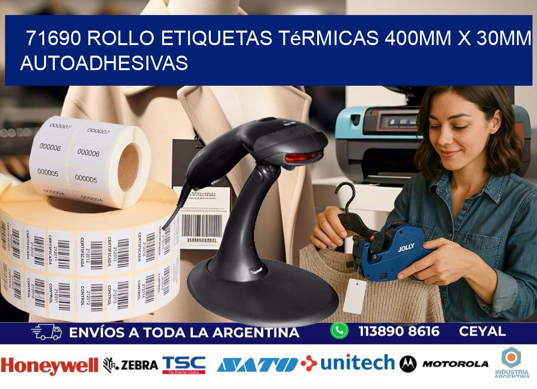 71690 Rollo Etiquetas Térmicas 400mm X 30mm Autoadhesivas