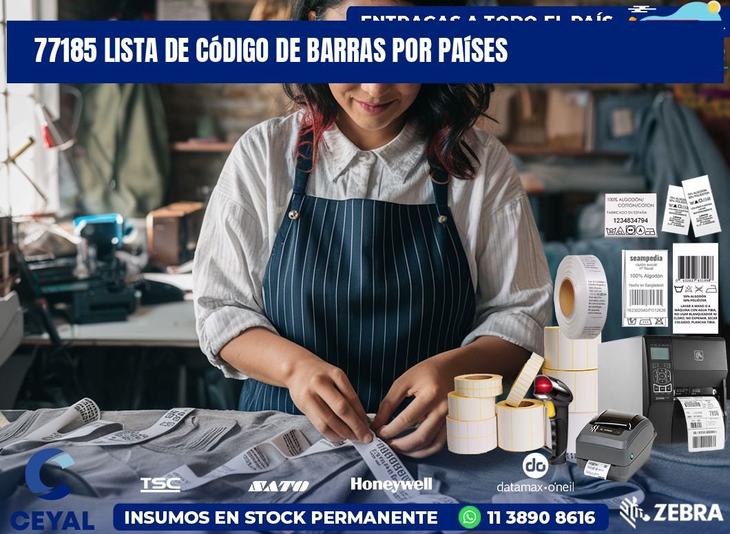 77185 Lista de código de barras por países