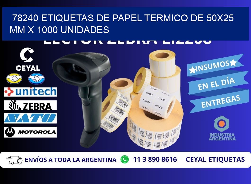 78240 Etiquetas De Papel Termico De 50x25 Mm X 1000 Unidades