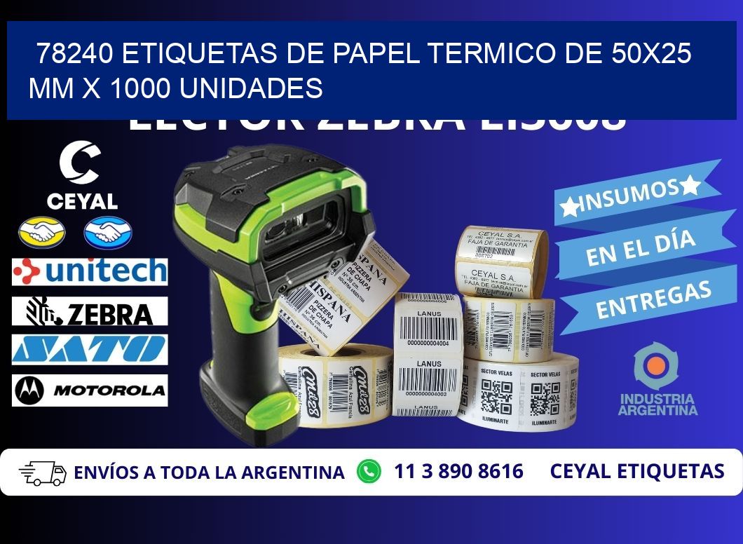 78240 Etiquetas De Papel Termico De 50x25 Mm X 1000 Unidades