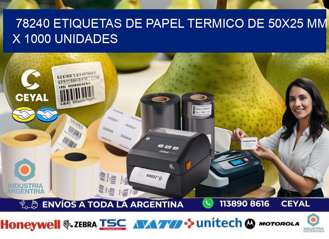 78240 Etiquetas De Papel Termico De 50×25 Mm X 1000 Unidades