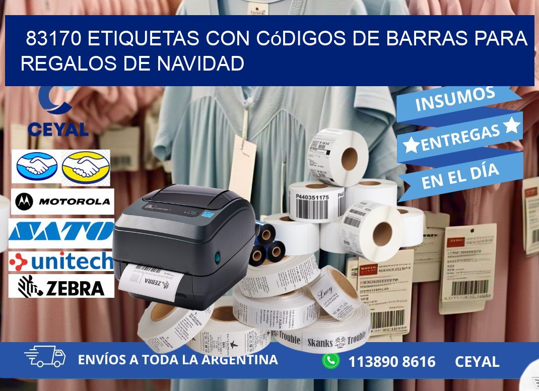 83170 etiquetas con códigos de barras para regalos de navidad