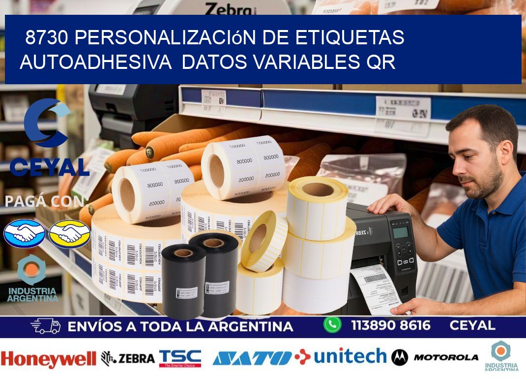 8730 Personalización de etiquetas autoadhesiva datos variables QR