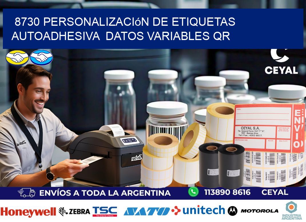 8730 Personalización de etiquetas autoadhesiva  datos variables QR
