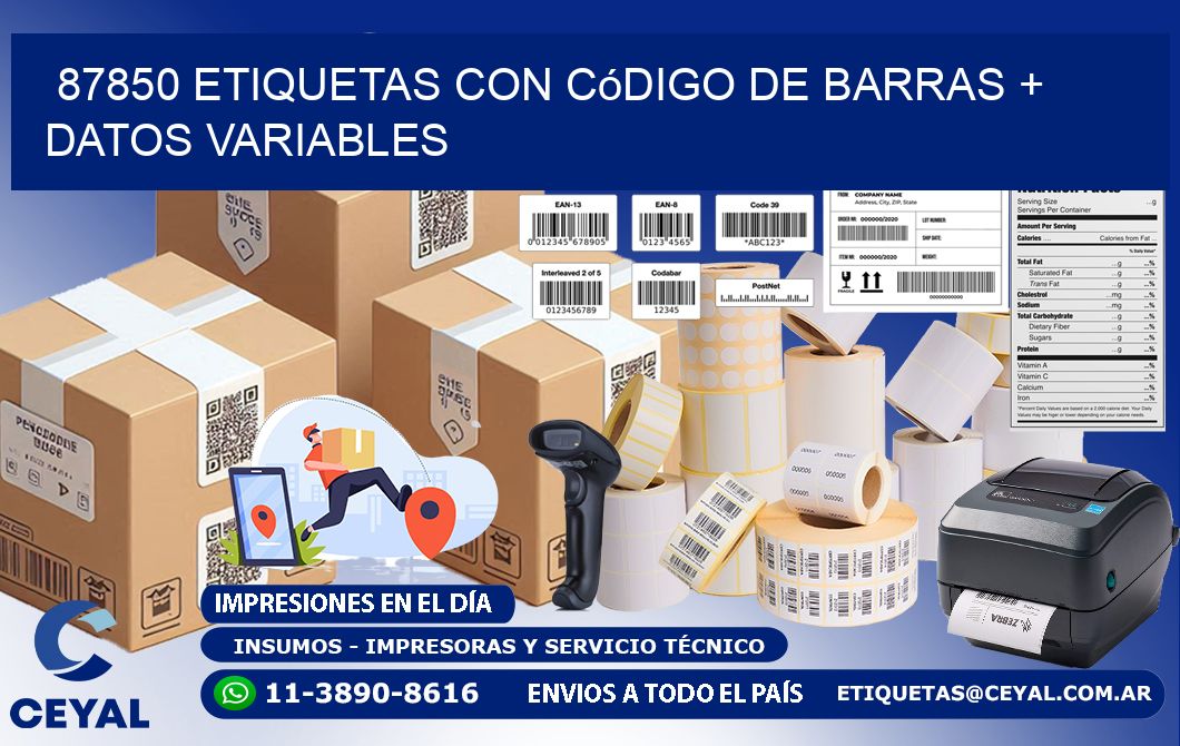 87850 etiquetas con código de barras + datos variables