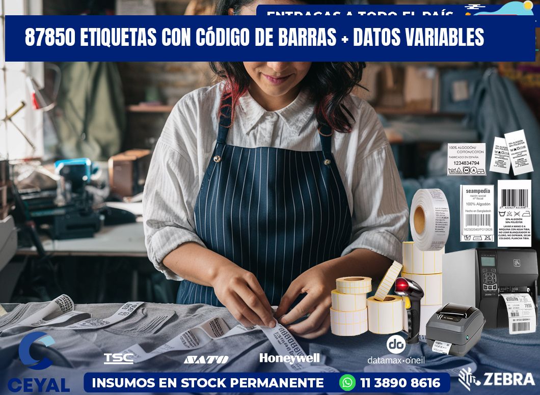 87850 etiquetas con código de barras + datos variables
