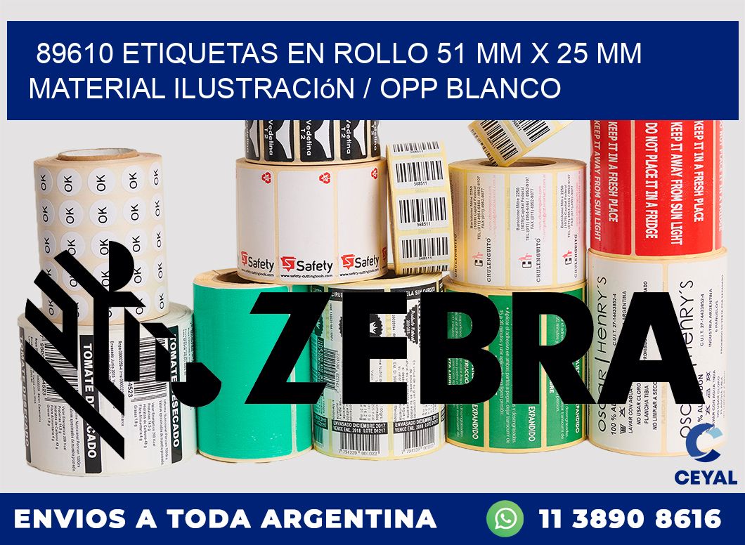 89610 Etiquetas en rollo 51 mm x 25 mm material Ilustración / OPP Blanco