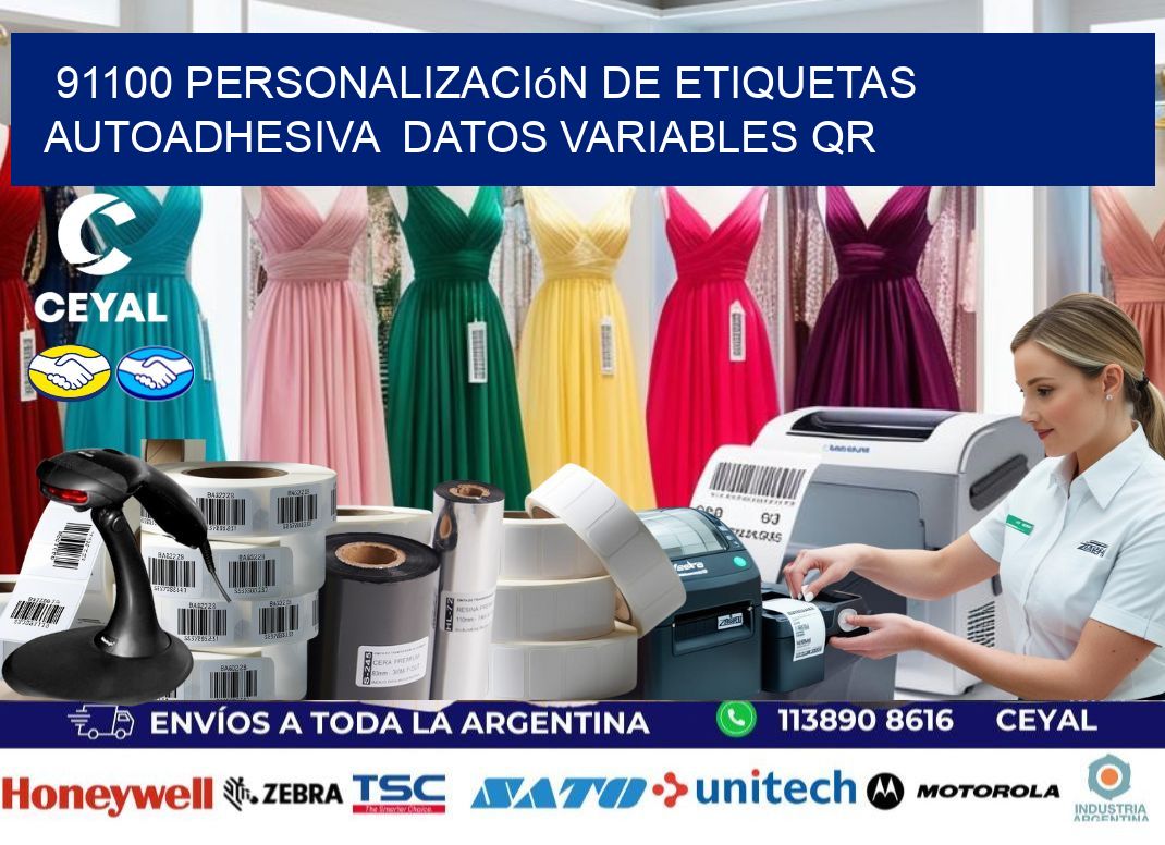 91100 Personalización de etiquetas autoadhesiva datos variables QR