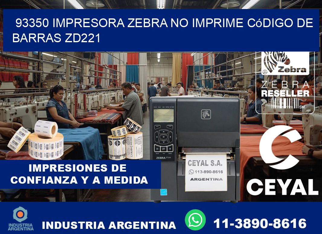 93350 impresora Zebra no imprime código de barras ZD221