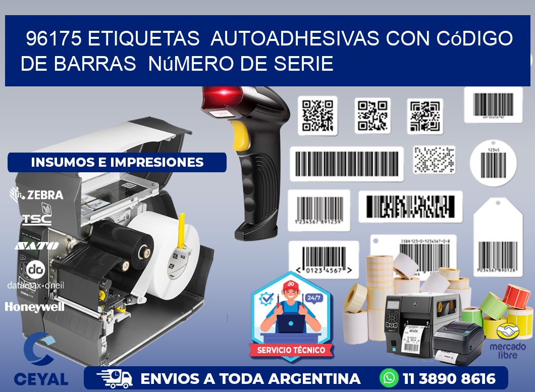 96175 etiquetas  autoadhesivas con código de barras  número de serie