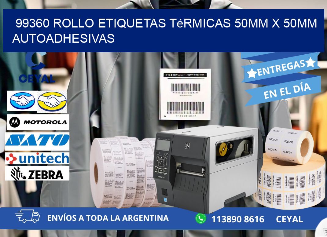 99360 Rollo Etiquetas Térmicas 50mm X 50mm Autoadhesivas