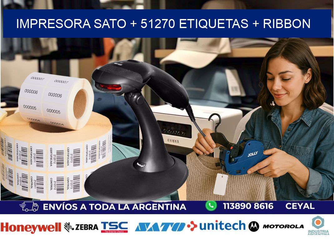 impresora SATO + 51270 etiquetas + ribbon