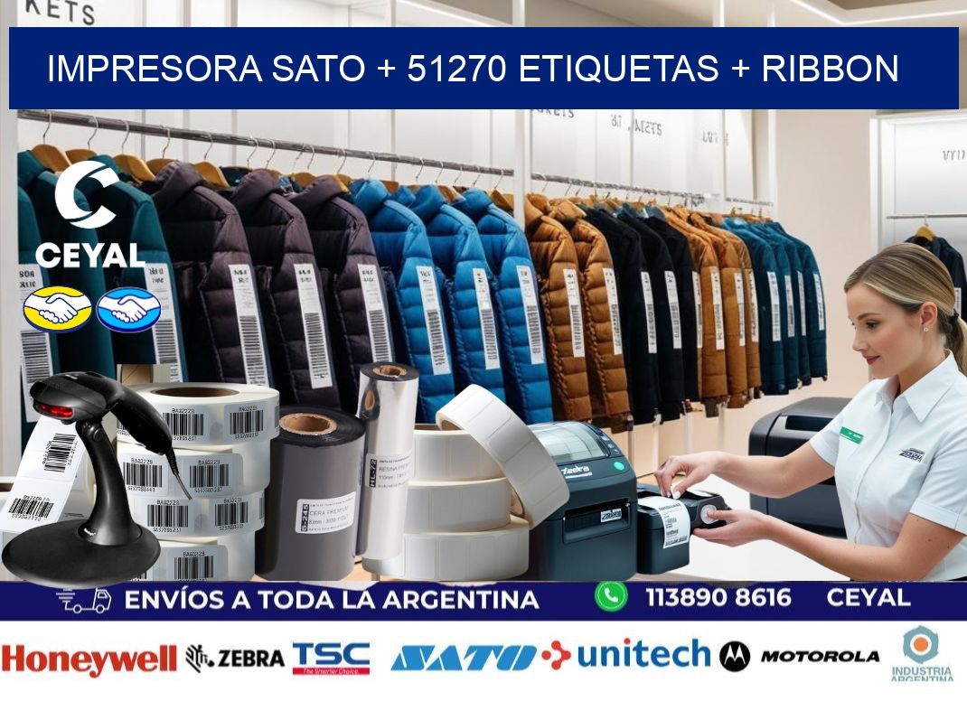 impresora SATO + 51270 etiquetas + ribbon