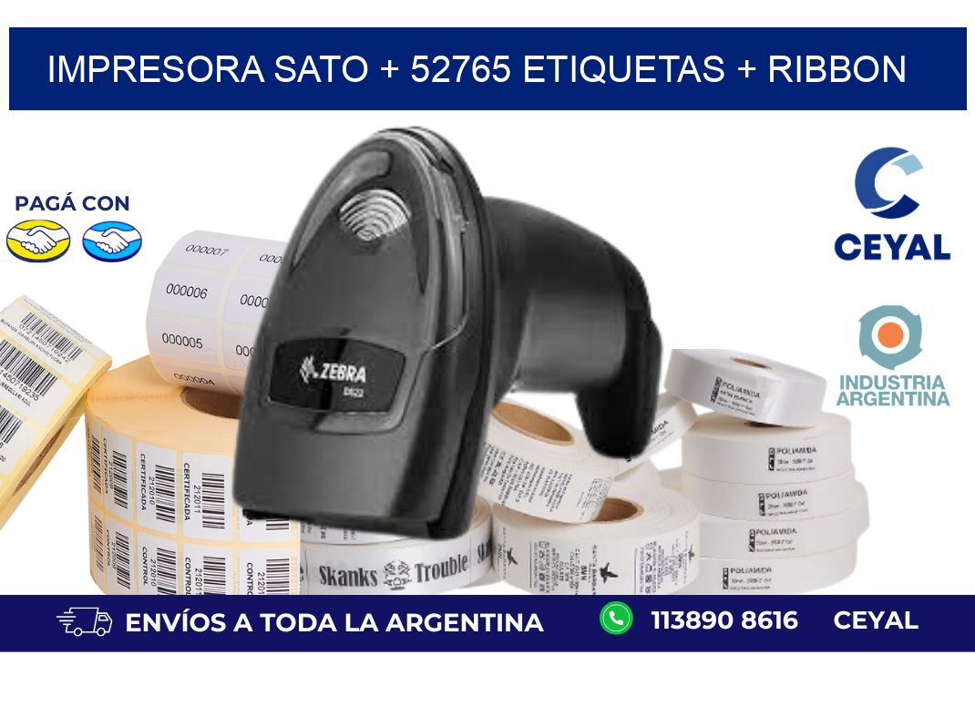 impresora SATO + 52765 etiquetas + ribbon