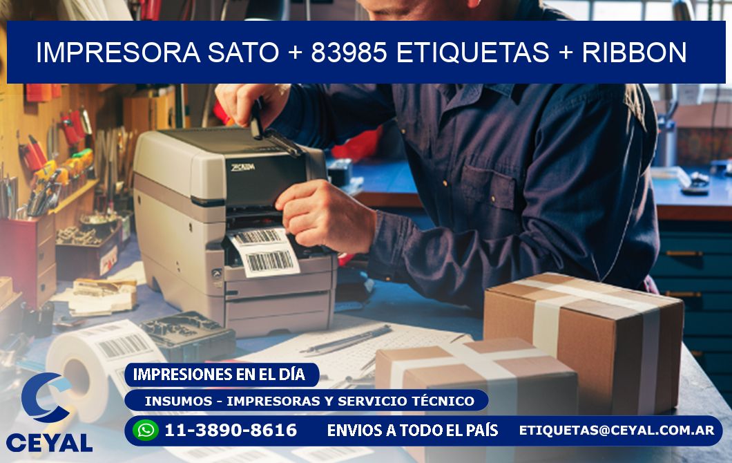 impresora SATO + 83985 etiquetas + ribbon