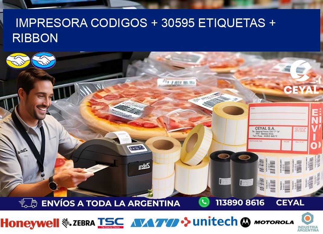impresora codigos + 30595 etiquetas + ribbon