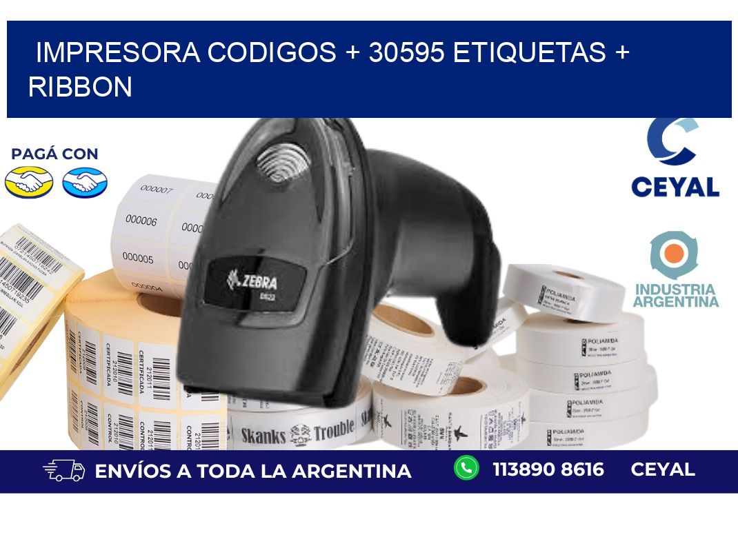impresora codigos + 30595 etiquetas + ribbon