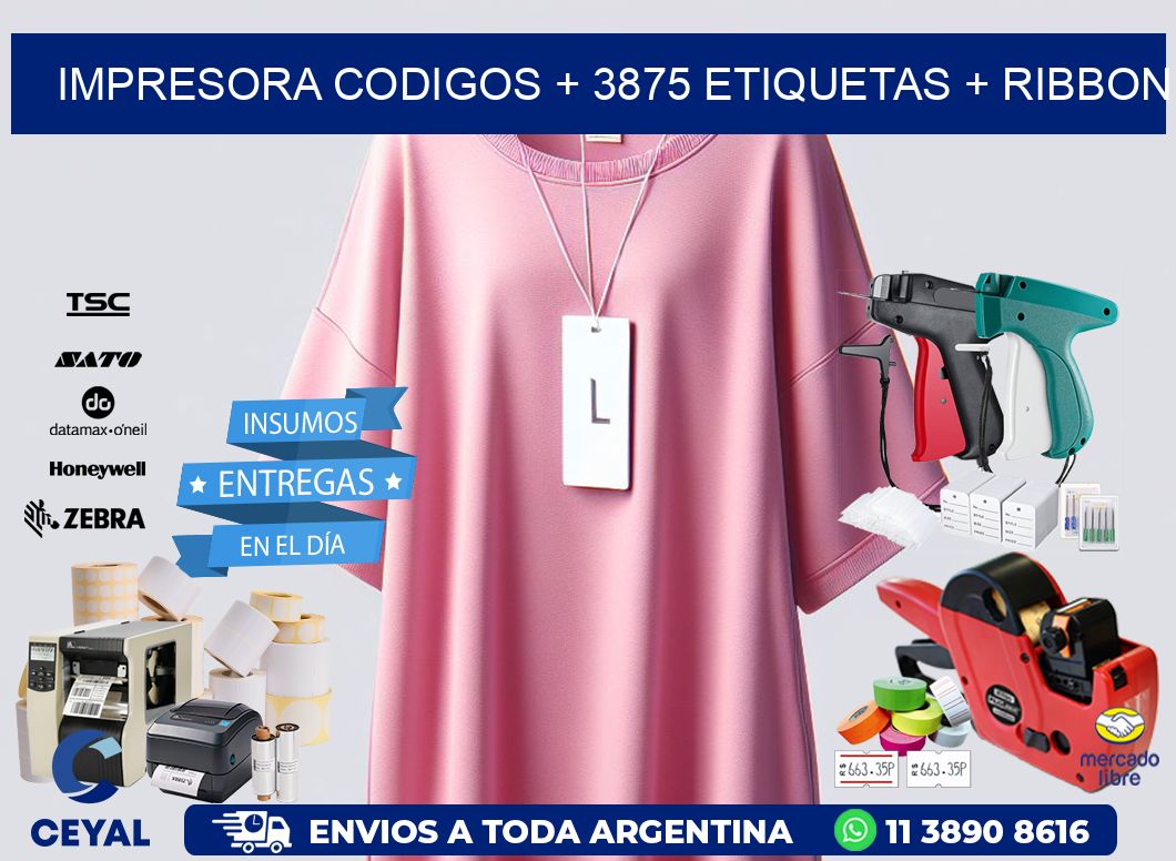 impresora codigos + 3875 etiquetas + ribbon