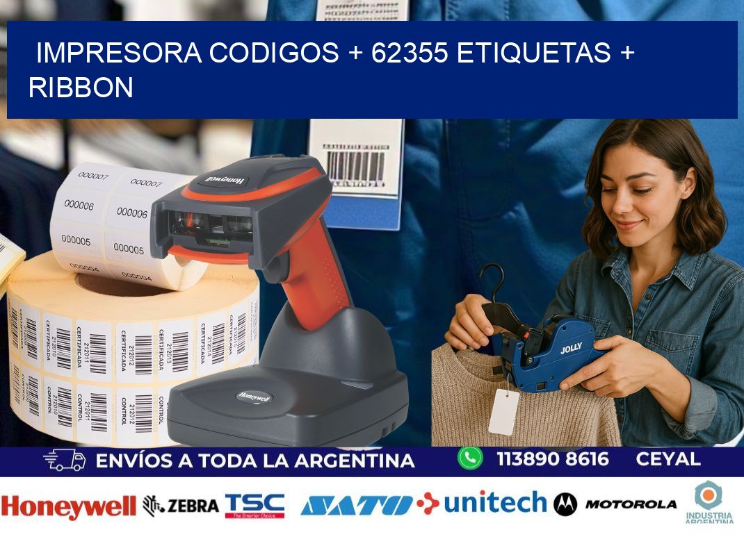 impresora codigos + 62355 etiquetas + ribbon