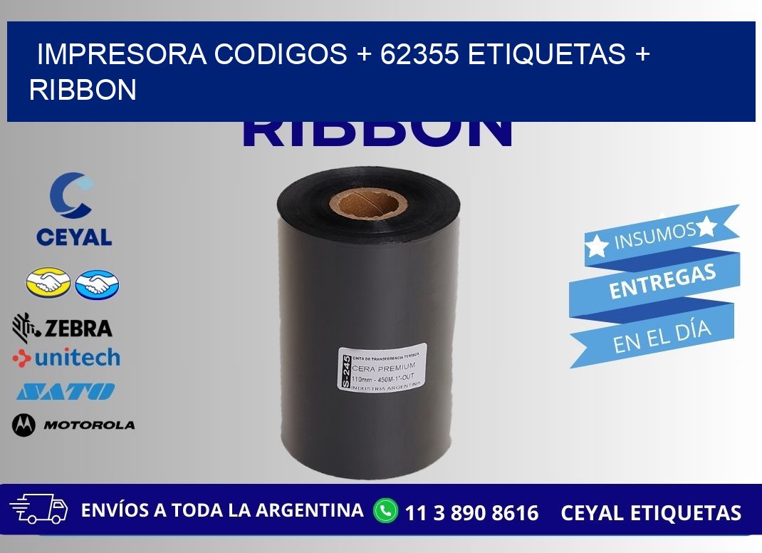 impresora codigos + 62355 etiquetas + ribbon
