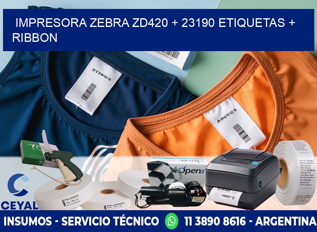 impresora zebra zd420 + 23190 etiquetas + ribbon