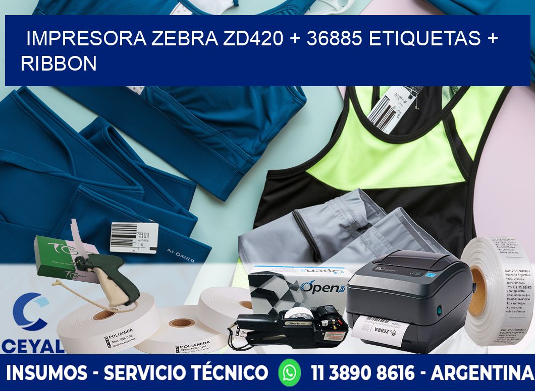 impresora zebra zd420 + 36885 etiquetas + ribbon
