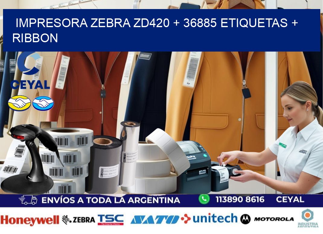impresora zebra zd420 + 36885 etiquetas + ribbon