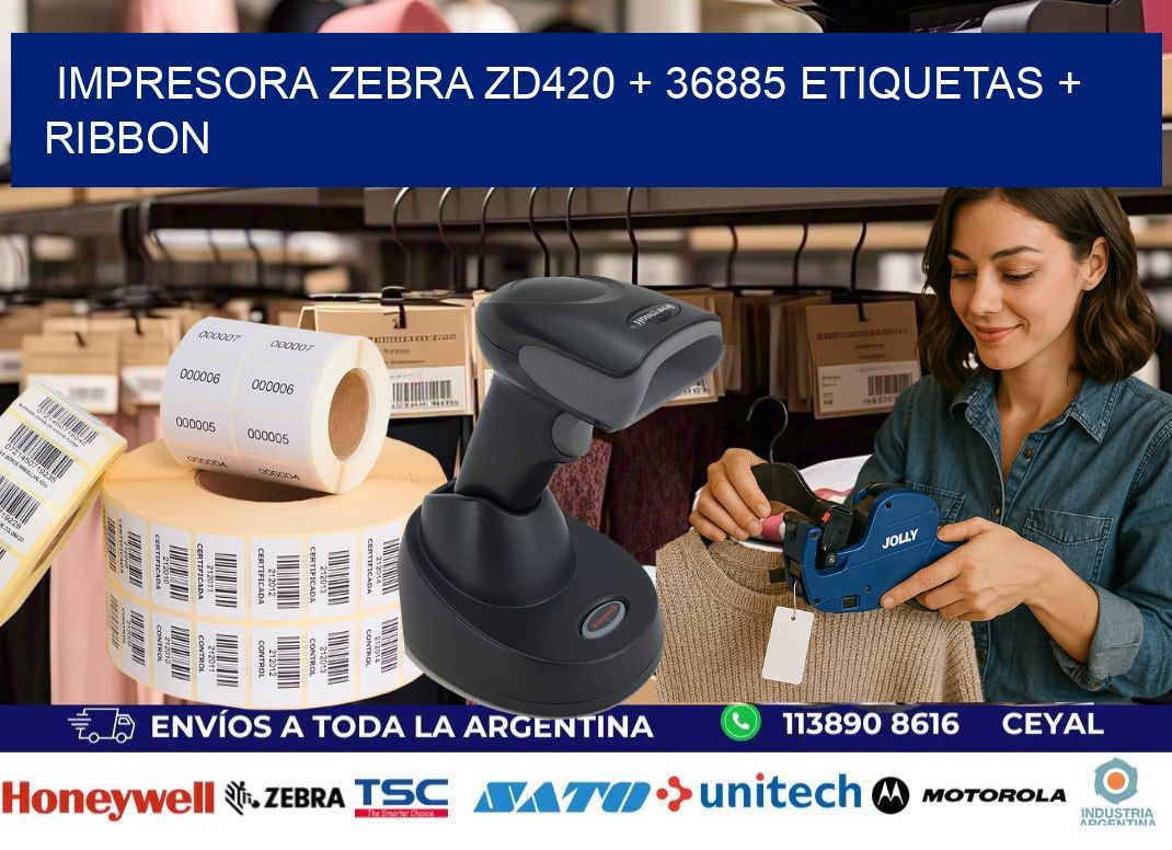 impresora zebra zd420 + 36885 etiquetas + ribbon