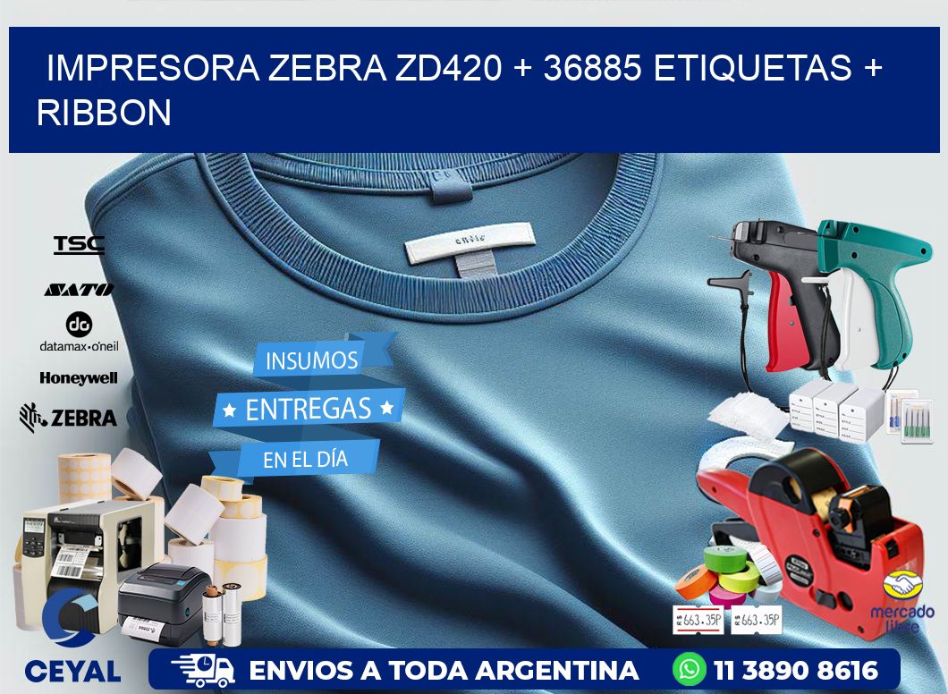 impresora zebra zd420 + 36885 etiquetas + ribbon