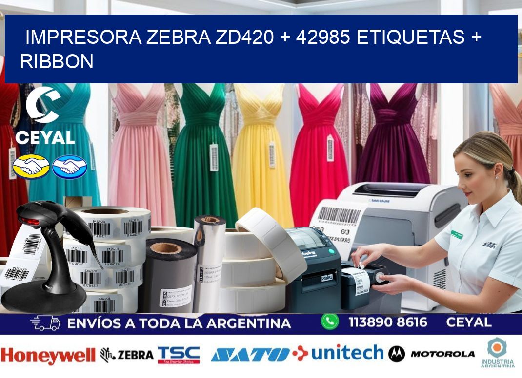 impresora zebra zd420 + 42985 etiquetas + ribbon