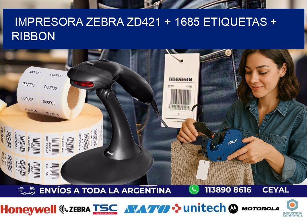 impresora zebra zd421 + 1685 etiquetas + ribbon