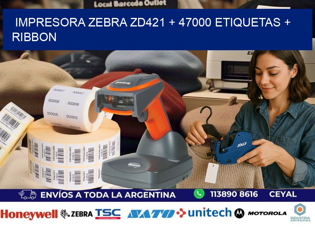 impresora zebra zd421 + 47000 etiquetas + ribbon
